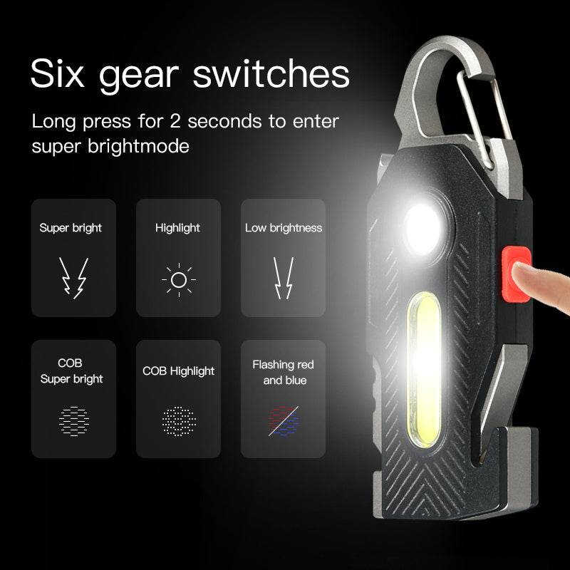 Multifunctional Charging Emergency Light Convenient Keychain Work Light COB High Bright Light Outdoor Camping LED Light - EX-STOCK Canada