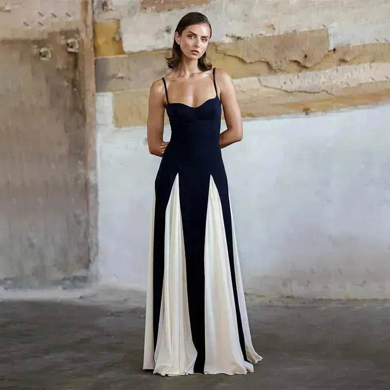 Luxury Women Sleeveless Color Contrast Sling Dress for Wedding Cocktail Evening Party events - EX-STOCK Canada