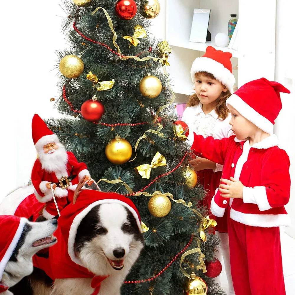 Dog Christmas Clothes Santa Claus Riding Deer - EX-STOCK Canada