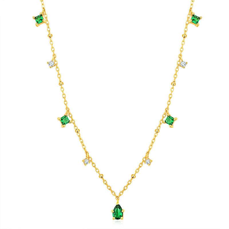 Generous water drop emerald zircon necklace - EX-STOCK Canada