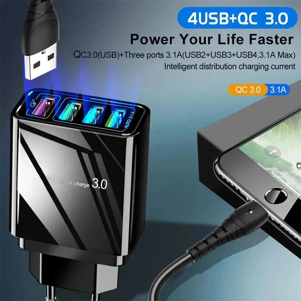 Illuminated 4USB Mobile Phone Charger 3A Charging Head - EX-STOCK CANADA