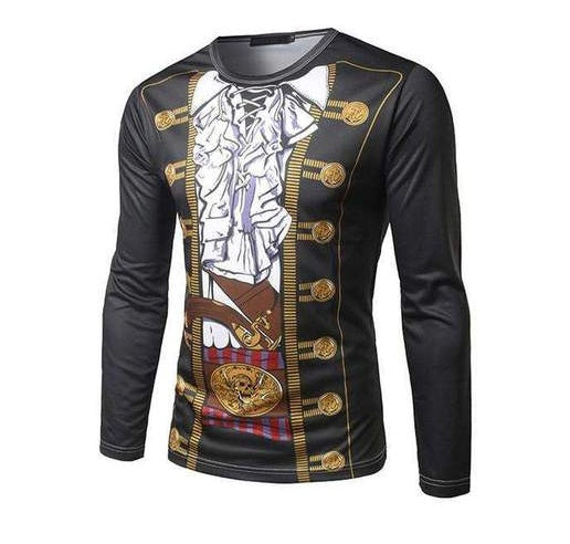 Unisex Pirate Suit Long-Sleeve Compression Rash Guard