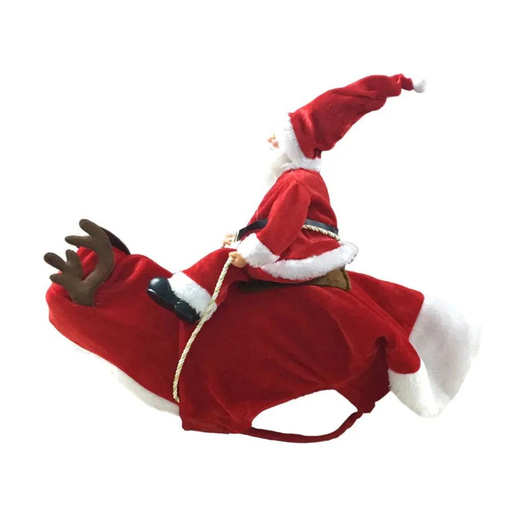 Dog Christmas Clothes Santa Claus Riding Deer - EX-STOCK Canada