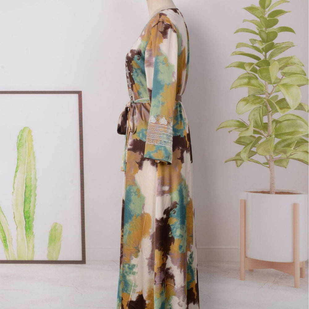 Robe musulmane ample imprimée et brodée pour femmes - EX-STOCK Canada