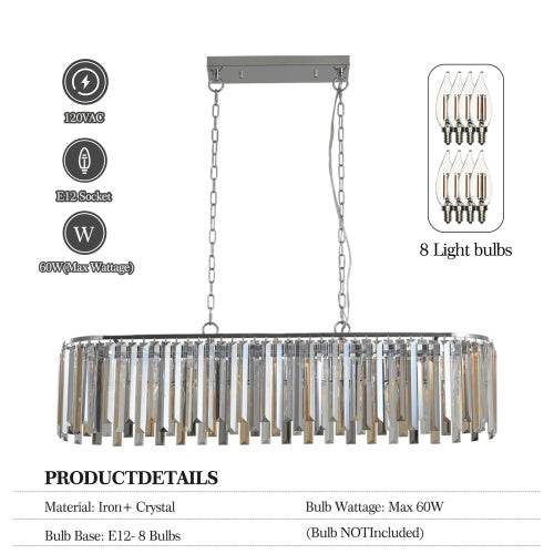 Modern Oval Crystal Chandelier Luxury Home Decor Fixtures- Bulb is not included - EX-STOCK Canada