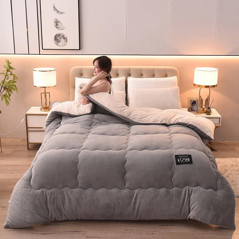 New Thick Lambskin Winter Duvet Insert Double-sided Velvet Lambswool Warm Quilt EX-STOCK Canada