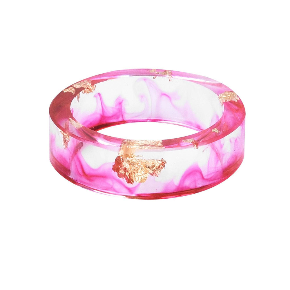 New dried flower resin ring Sen Xiao small handmade flower gold foil color Epoxy ring - EX-STOCK Canada