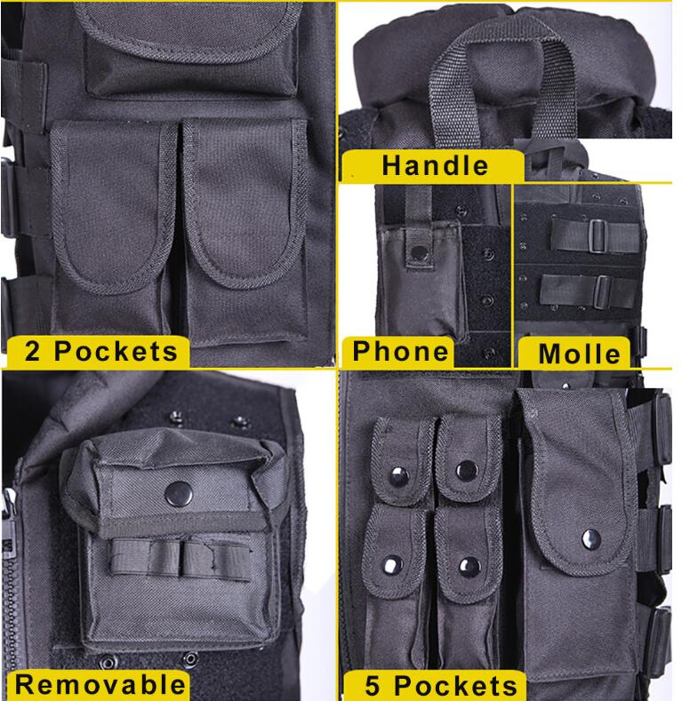 Chaleco táctico negro para hombre, chaleco militar de cazaEX-STOCK Canada