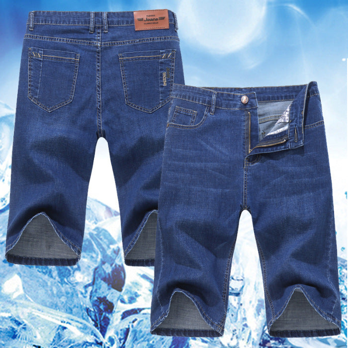 Men's Ice Silk Stretch Denim Shorts – Ultra-Thin Cooling Fit | Black, Blue, Light Blue | Sizes 28–40 8