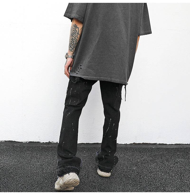 Reconstructed Splatter Denim Jeans pant fashion men - EX-STOCK Canada