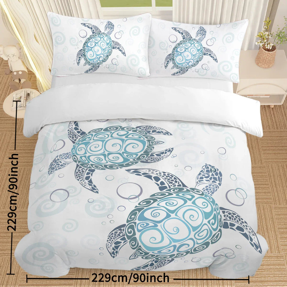 Sea Turtle Bedding Aqua Teal Blue Duvet Cover Sets Beach Turtle Bed Sets Ocean 3 Piece Turtle Themed Comforter Cover With 2 Pillowcases Twin Full Queen King Size EX-STOCK Canada
