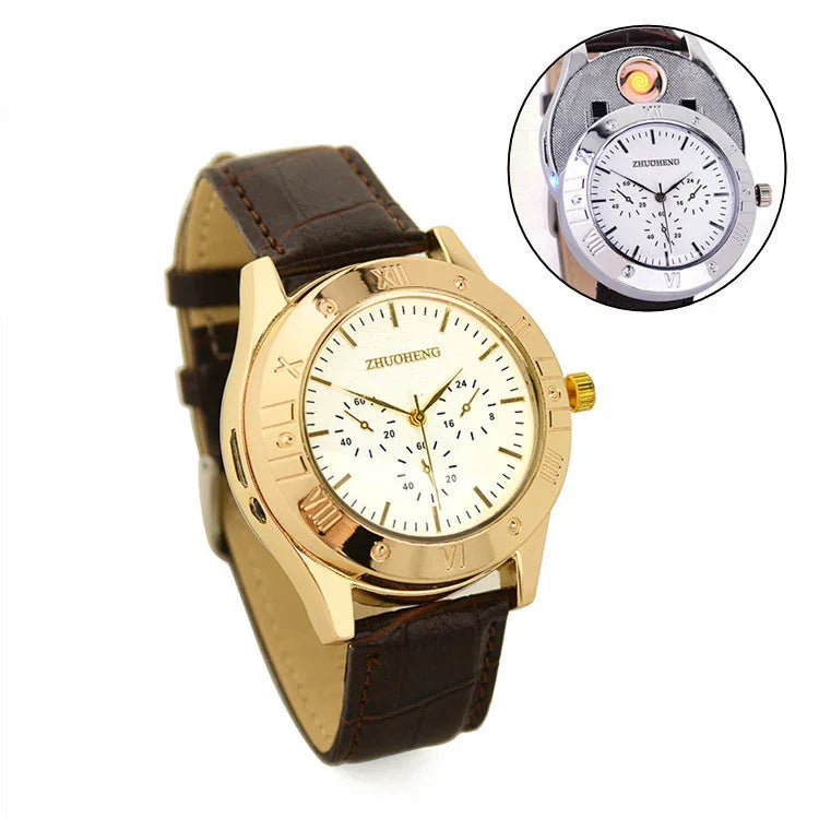 USB Charging Quartz leather Watch for Men EX-STOCK Canada