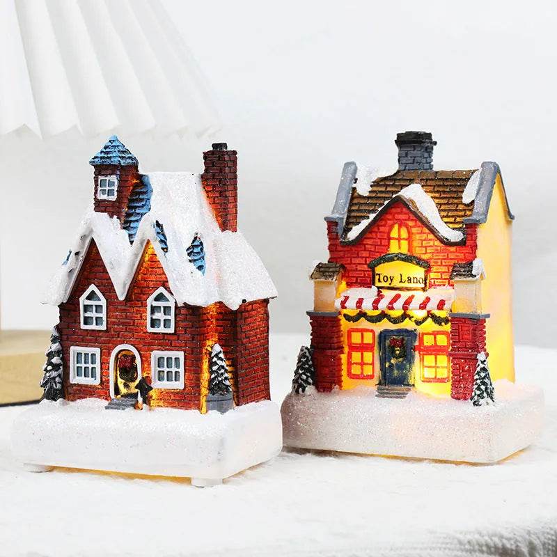Christmas Decorations Resin Small House Luminous Ornaments - EX-STOCK Canada