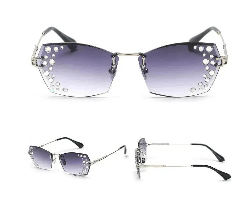 Fashion Trendy Classy Frameless Crystal Sunglasses Women Shades Rimless Rhinestone Sun Glasses Female diamonds Party Eyewear - EX-STOCK Canada