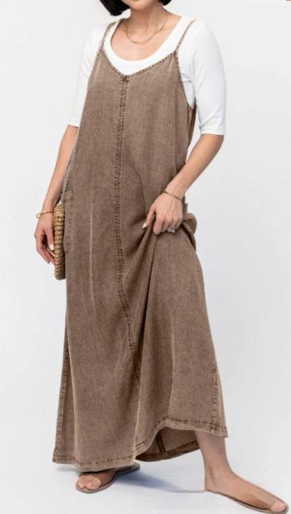 New Suspender Leisure Denim mum loose long Dress - EX-STOCK Canada