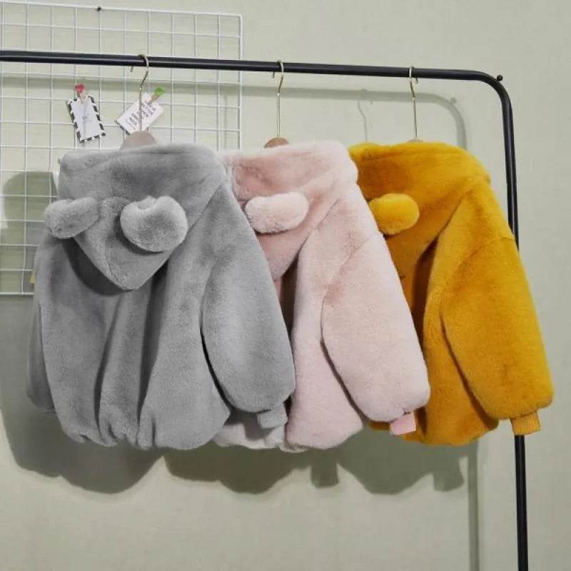 Autumn Winter Thickening Children's Cartoon Fur Hoodie Jacket - EX-STOCK Canada