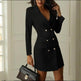 Elegant Women Long Sleeve Deep V-neck Corporate Office Blazer Dress - EX-STOCK Canada