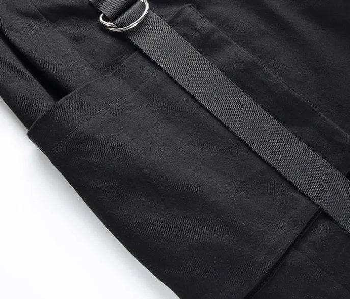 Women Black High Waist Pencil Pants Pockets Patckwork Hollow Out Pants Fashion Women Streetwear Cargo Pants Women Pants - EX-STOCK Canada