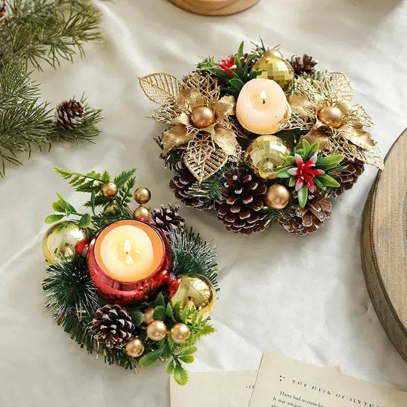 Christmas candle wreath Xmas New Year candle holders decors - EX-STOCK Canada