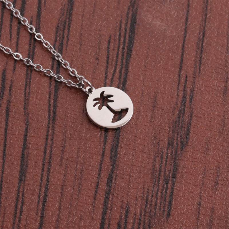 Titanium Steel Hollow Coconut Tree Pendant Neck Accessories Unisex - EX-STOCK Canada