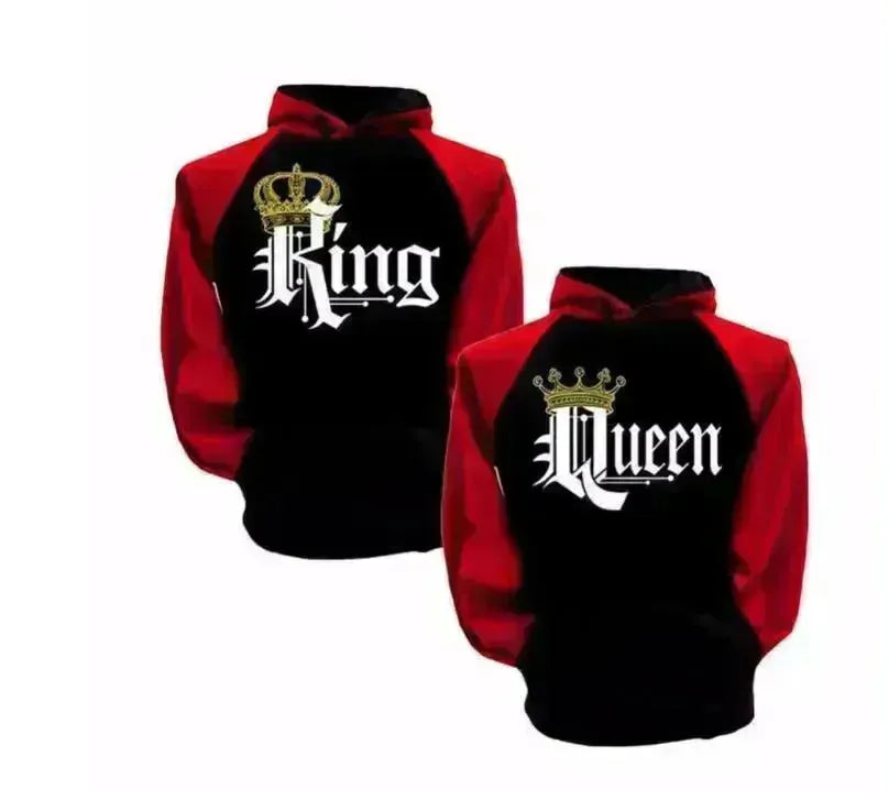 Women KING QUEEN King and Queen Crown Couple Color Block Sweatshirt