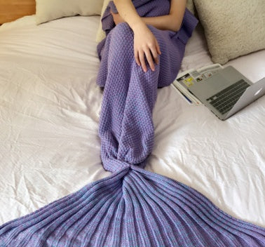 Hot Mermaid Blanket Handmade Knitted Sleeping Wrap TV Sofa Mermaid Tail Blanket Kids AdultBaby Crocheted Bag Bedding Throws Bag EX-STOCK Canada