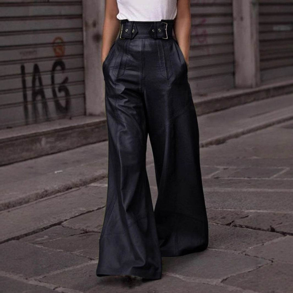 Fashion Leather High Waist Pocket Casual Trousers - EX-STOCK Canada