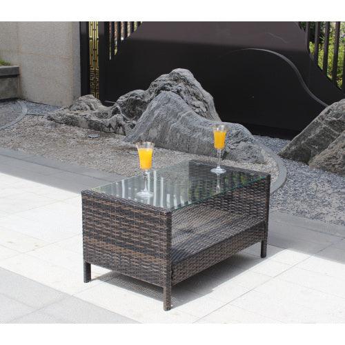Table basse de mobilier de patio extérieur avec verre trempé clairEX-STOCK Canada