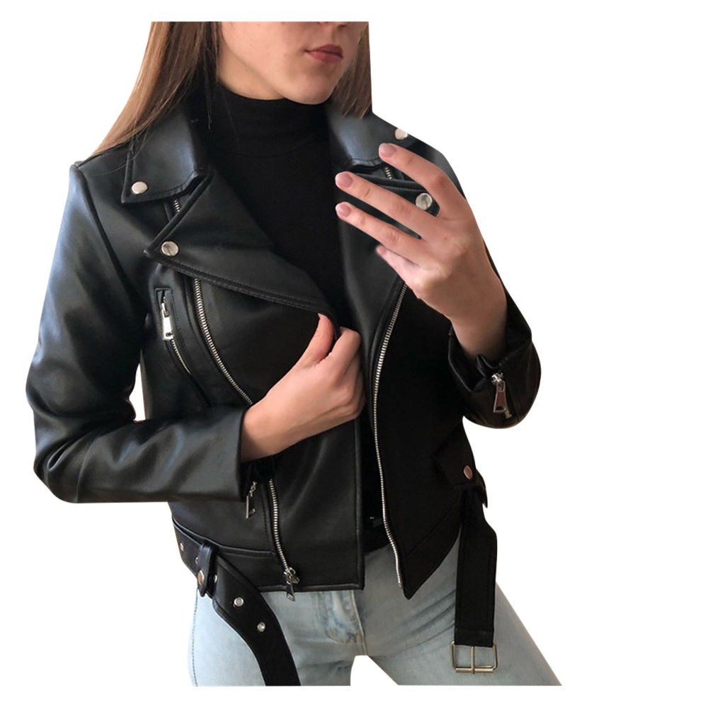 Slim Slim Winter Leather Jacket Motorcycle Jacket | EX-STOCK product gallery photo 2