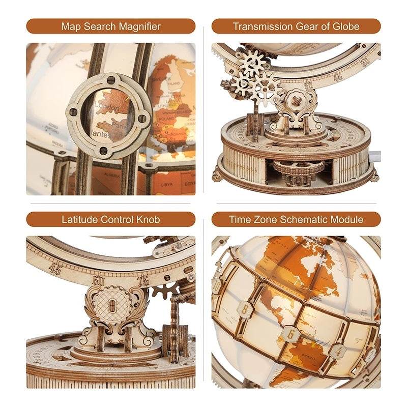 Robotime ROKR Luminous Globe 3D Wooden Puzzle Games Assemble Model Buliding Kits Toys Gift - EX-STOCK Canada
