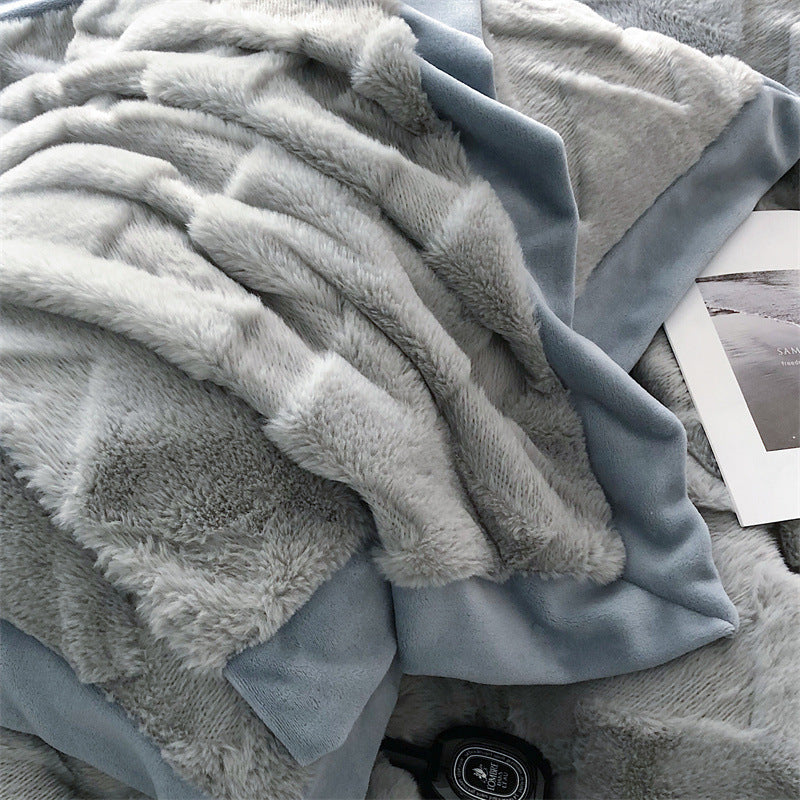 A Four Piece Set Of Rabbit Hair And Milk Velvet Duvet Cover On A Baby Plush Bed EX-STOCK Canada