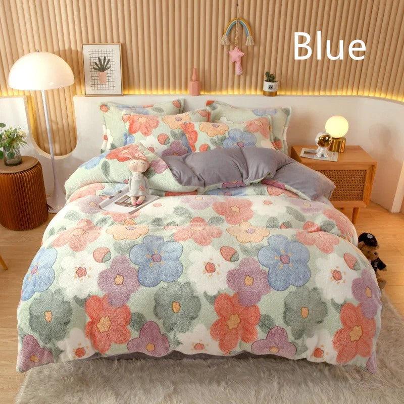 Housse de couette en molleton de corail Drap Taie d'oreiller en flanelleEX-STOCK Canada