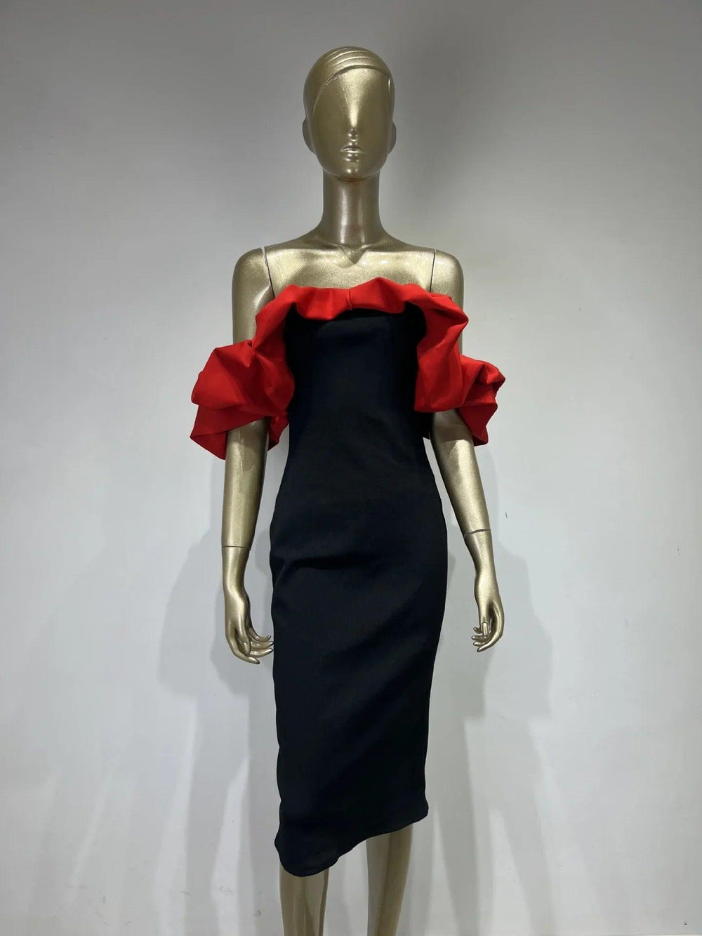 Vestito a fascia intero europeo e americano elegante con scollo a barca per festeEX-STOCK Canada
