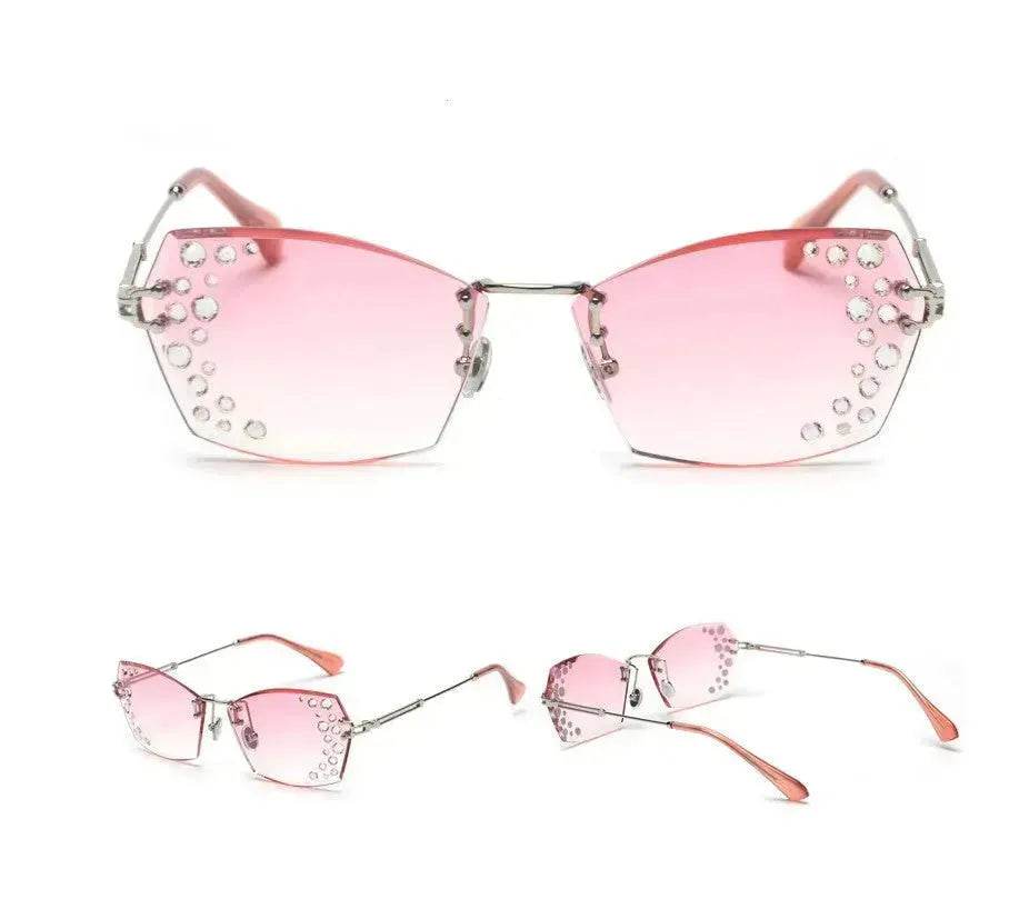 Fashion Trendy Classy Frameless Crystal Sunglasses Women Shades Rimless Rhinestone Sun Glasses Female diamonds Party Eyewear - EX-STOCK Canada