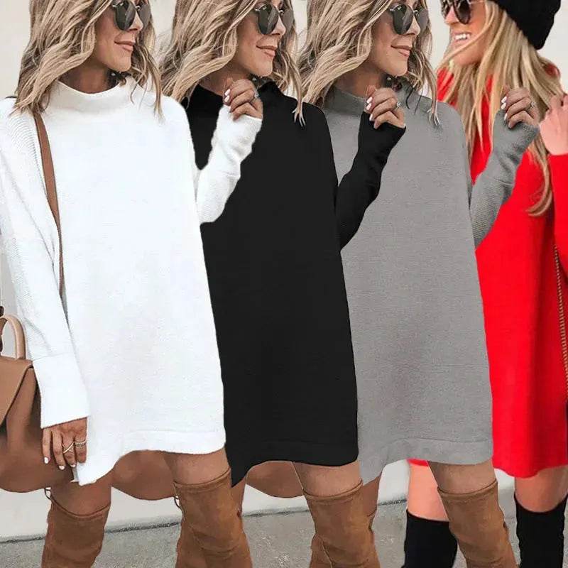 Oversized Mini Turtleneck Pullover Dress - EX-STOCK Canada