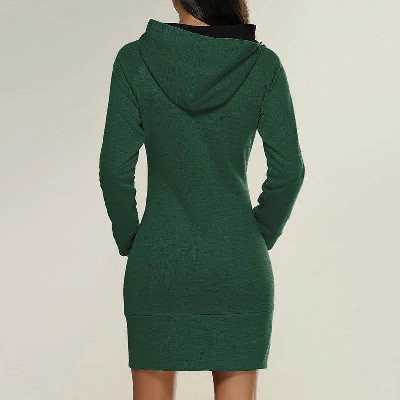 Women New hooded zipper pullover mid-length sweater - EX-STOCK Canada