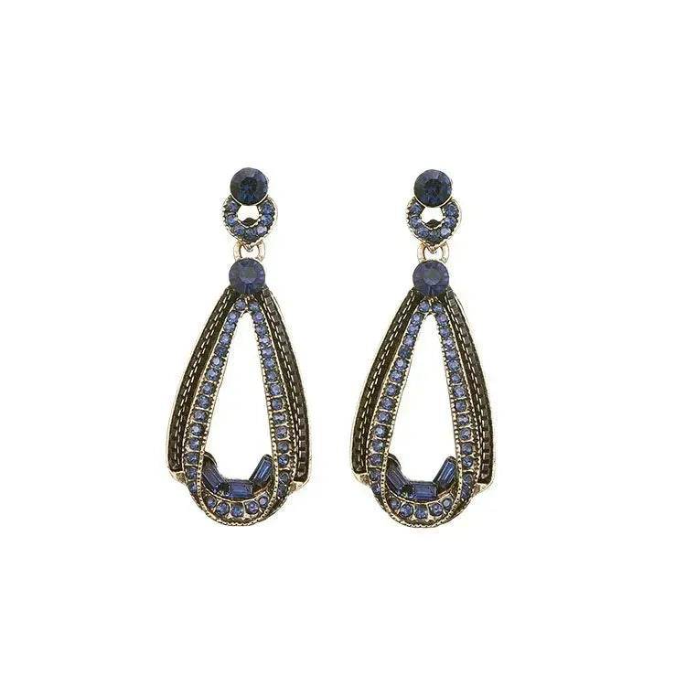 Retro Diamond Irregular Drop Silver Stud Earrings - EX-STOCK Canada