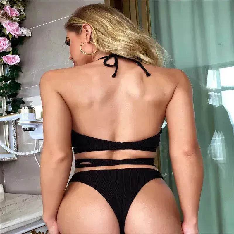 Solid Color Swimsuit Women Strappy Swimsuit Charming Bikini - EX-STOCK Canada