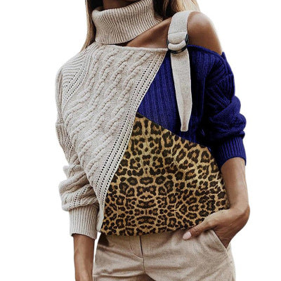 Winter women sweater leopard stitching sweater | EX-STOCK product gallery photo 12