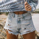 High Waist Ripped Tassel Denim Shorts For Women - EX-STOCK Canada