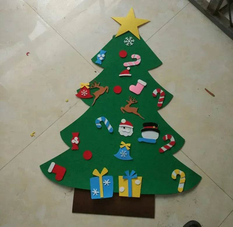 DIY Felt Christmas Tree New Year Toddler Kids Handmade Gift Toys Door Wall Hanging Ornaments Holiday Party Home Decor Set - EX-STOCK Canada