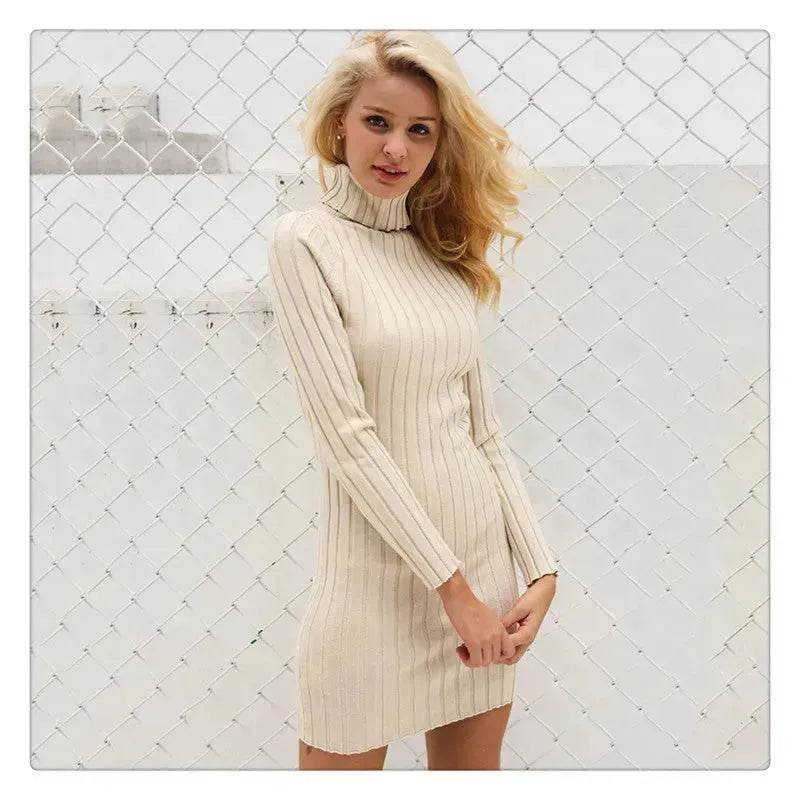 Knitted Mini Slim fit Wool Turtleneck Bodycon Sweater dress - EX-STOCK Canada