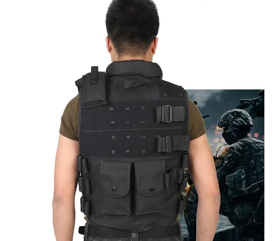 Chaleco táctico negro para hombre, chaleco militar de cazaEX-STOCK Canada