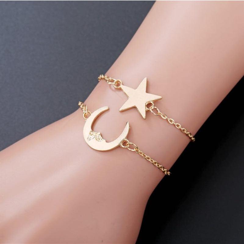 Legierungspaar Romantisches Feines Kettenarmband mit Stern und Mond - EX-STOCK Canada