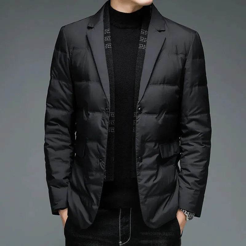 Winter Men's Suit Detachable Scarf Collar Casual Down Jacket - EX-STOCK Canada