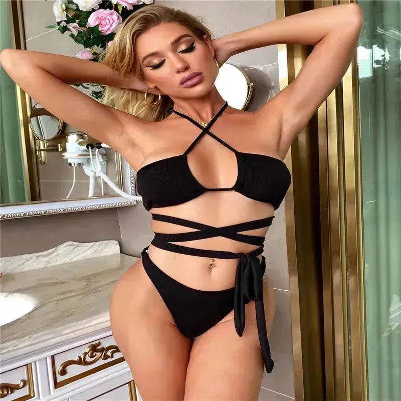Costume da bagno donna monocolore con spalline, bikini affascinante - EX-STOCK Canada