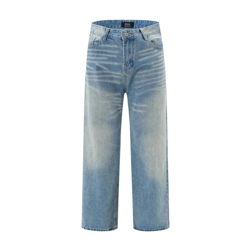 American Retro Wash Gradient Spray Painting Denim Trousers Men Jeans - EX-STOCK CANADA