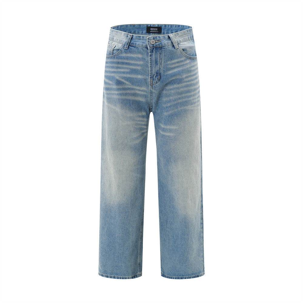 American Retro Wash Gradient Spray Painting Denim Trousers Men Jeans - EX-STOCK Canada