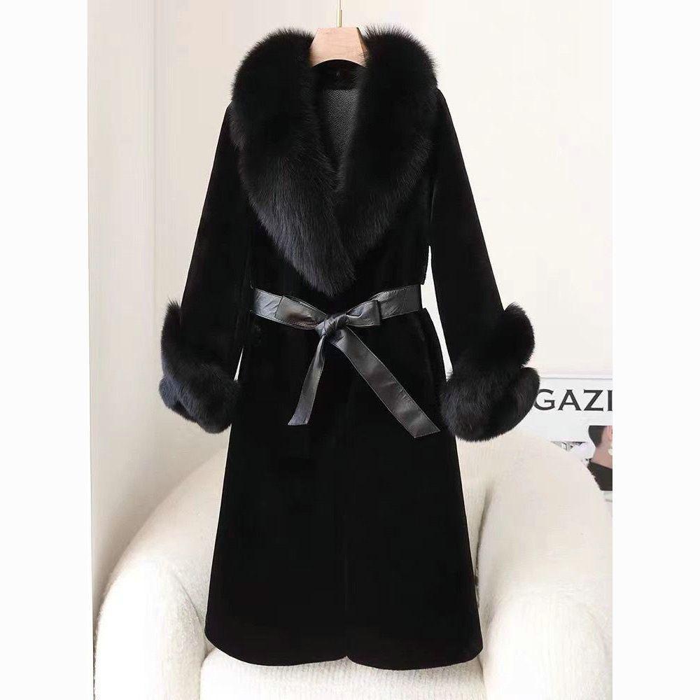 Cappotto Finto Visone Rinforzato Con Ampio Colletto In Pelliccia Per Donne - EX-STOCK Canada