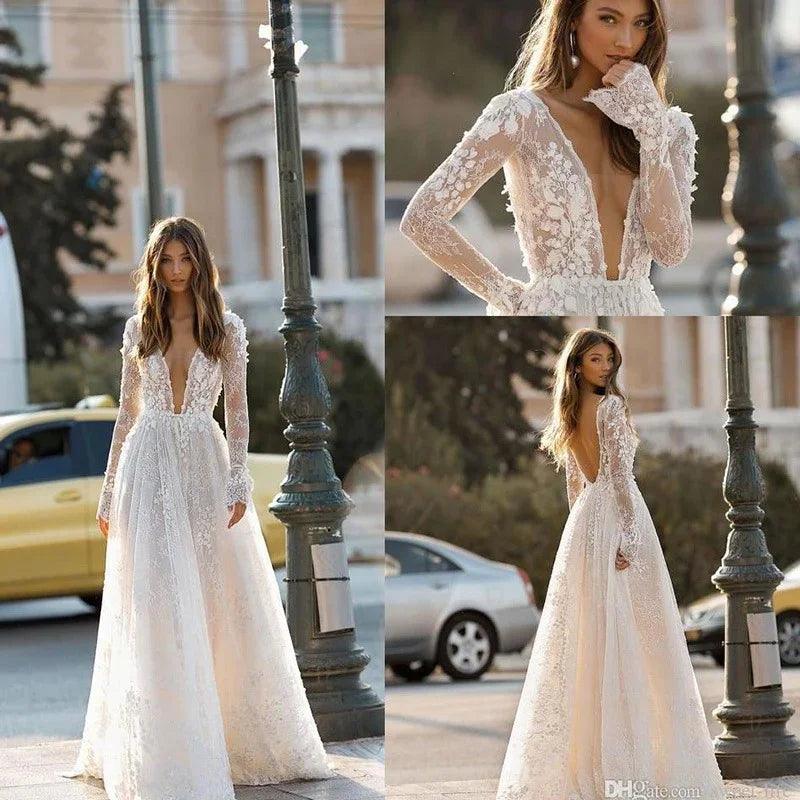 Vestido de Fiesta de Noche con Encaje y Mangas Largas para Boda de MujerEX-STOCK Canada